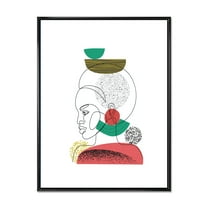 Designart 'One Line Portrait of Afro American Women VI' Modern Framed Canvas Wall Art Print