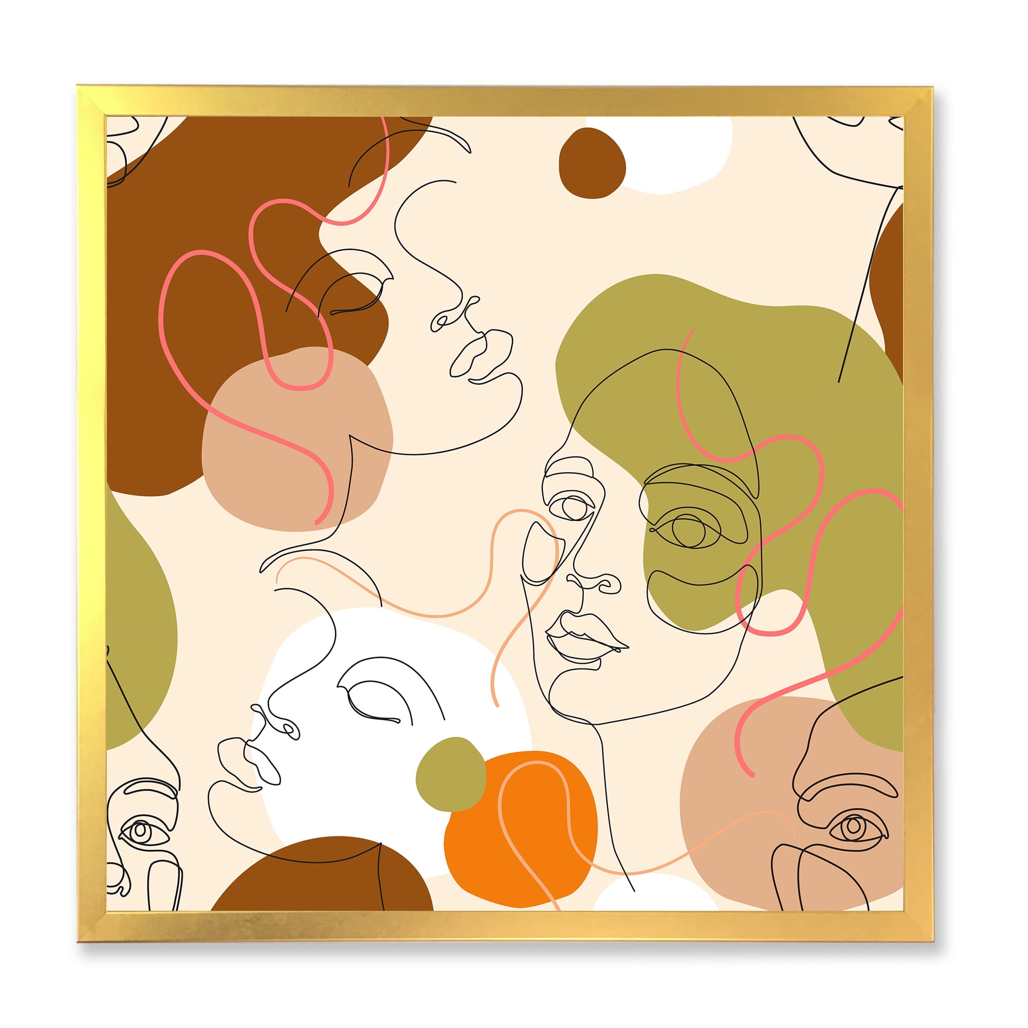 Designart 'One Line Portrait of Afro American Women VII' Modern Framed Art Print