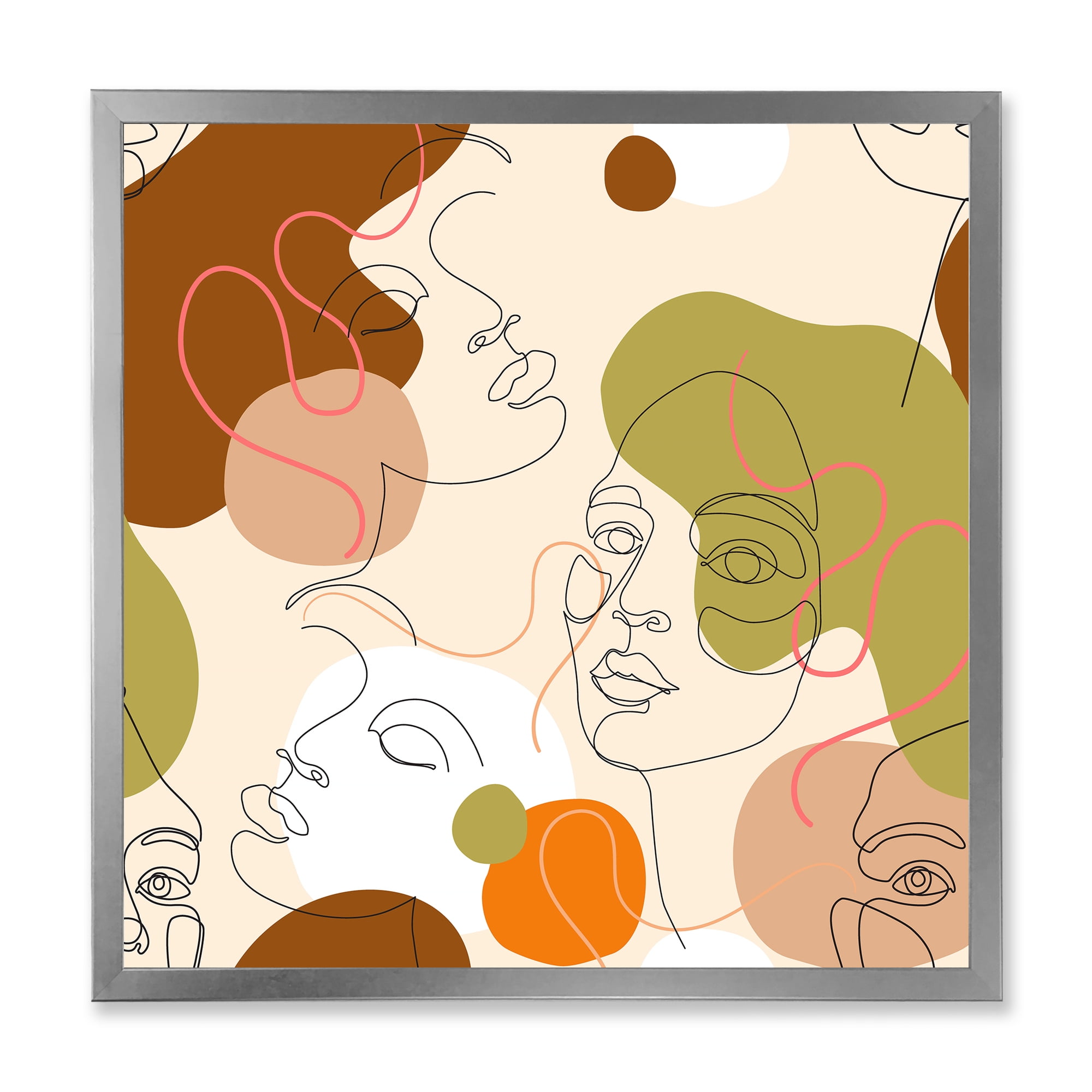 Designart 'One Line Portrait of Afro American Women VII' Modern Framed Art Print