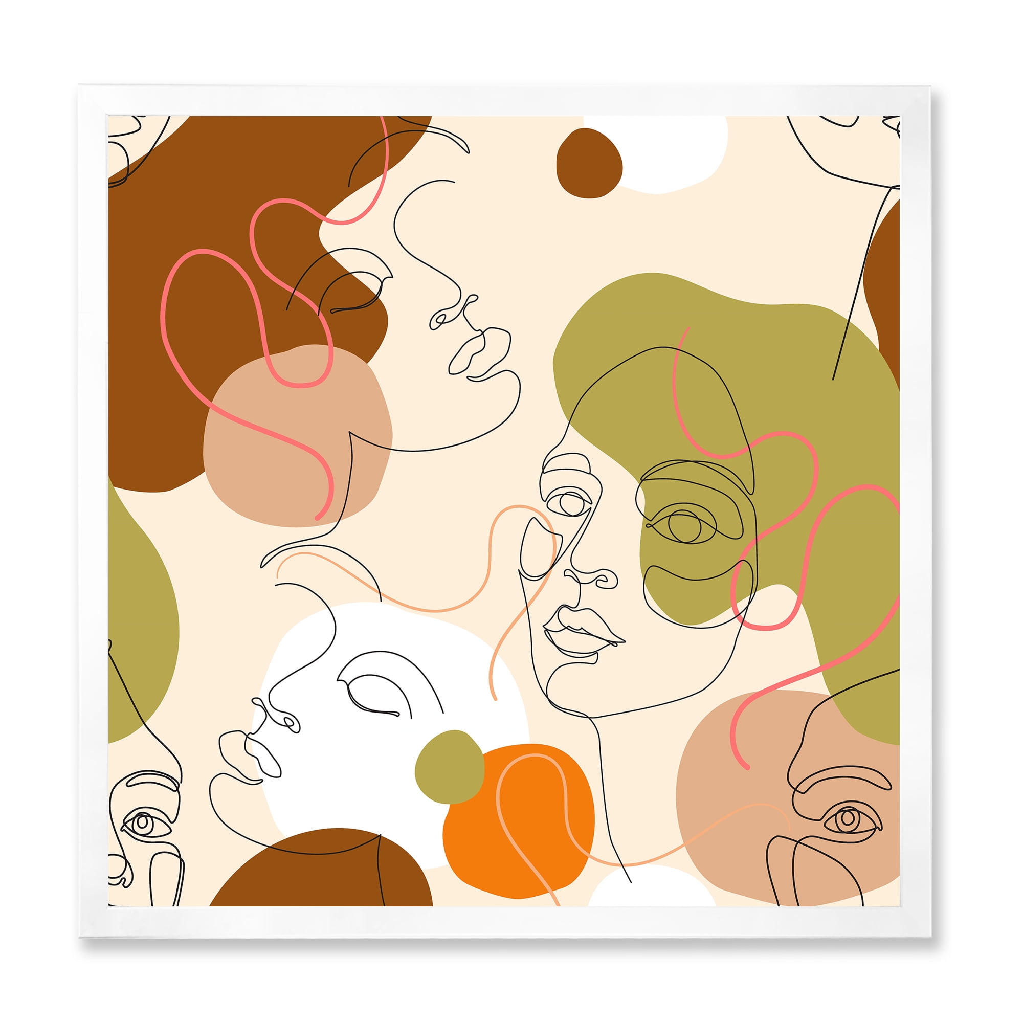 Designart 'One Line Portrait of Afro American Women VII' Modern Framed Art Print