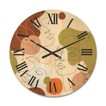 Designart 'One Line Portrait of Afro American Women VII' Modern Wood Wall Clock