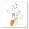 thumbnail image 1 of Designart ' One Line Woman Portrait With Shapes and Leaves II ' Modern Canvas Wall Art Print, 1 of 4