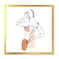thumbnail image 1 of Designart 'One Line Woman Portrait With Shapes and Leaves II' Modern Framed Art Print, 1 of 4
