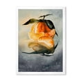 thumbnail image 1 of Designart 'One Peeled Fresh Orange Mandarin Under Green Leaves' Traditional Framed Art Print, 1 of 4