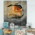 thumbnail image 1 of Designart 'One Peeled Fresh Orange Mandarin Under Green Leaves' Traditional Print on Natural Pine Wood, 1 of 5