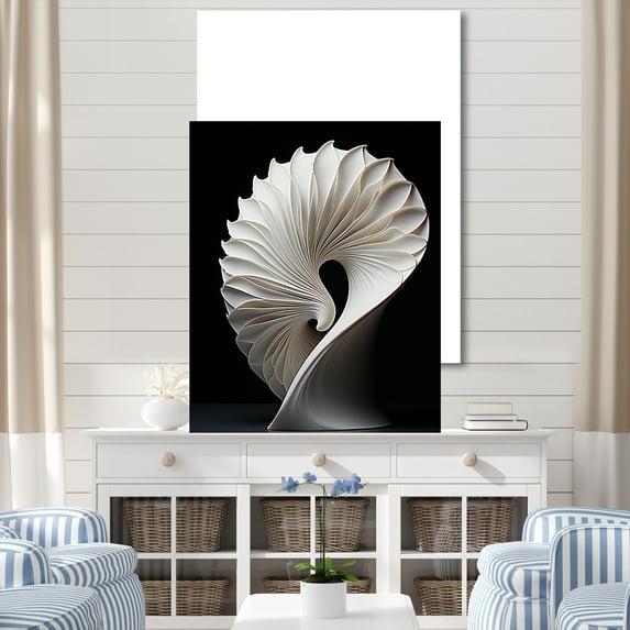 Designart "Onyx Ocean Passage In Black And White" Nautilus Wall Decor