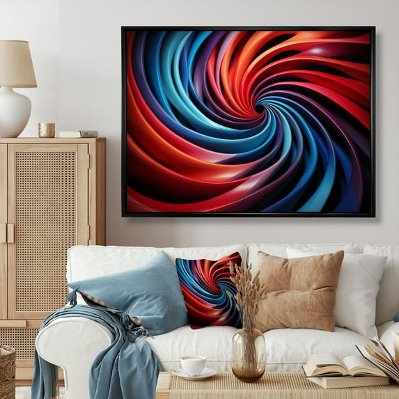 Designart "Op Art VORTEX I" Modern Floater Framed Canvas Print