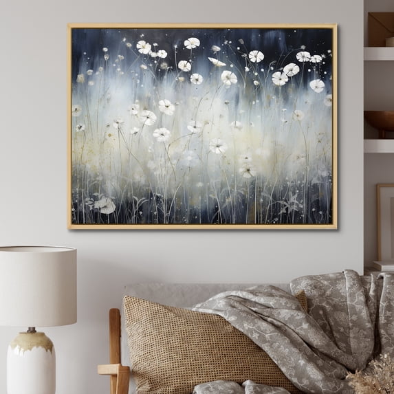 Designart "Opalescent Mist Amongst Blooms II" Flower Floater Framed Wall Art Prints
