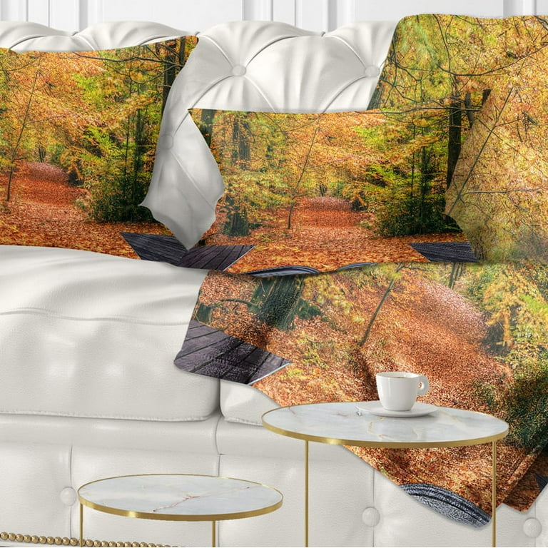 Designart Open Book in Autumn Landscape Printed Throw Pillow