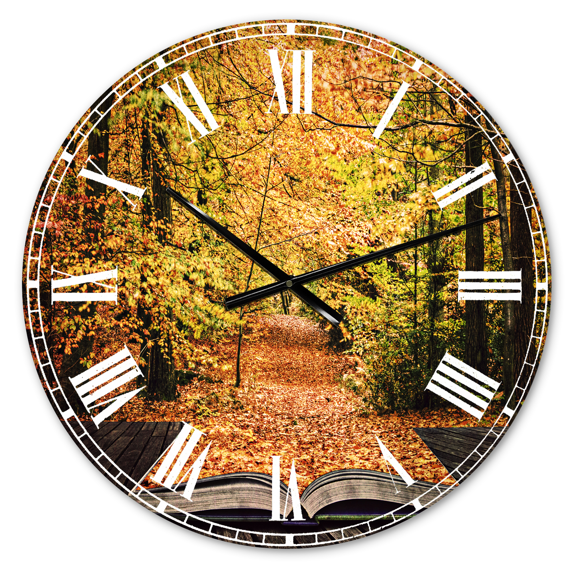 Designart 'Open Book in Autumn' Metal Wall Clock