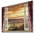 thumbnail image 1 of Designart 'Open Window to Rural Sunset Landscape' Contemporary Print on Natural Pine Wood, 1 of 5