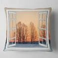 thumbnail image 1 of Designart Open Window to Snowy Sunset - Landscape Printed Throw Pillow - 16x16, 1 of 4