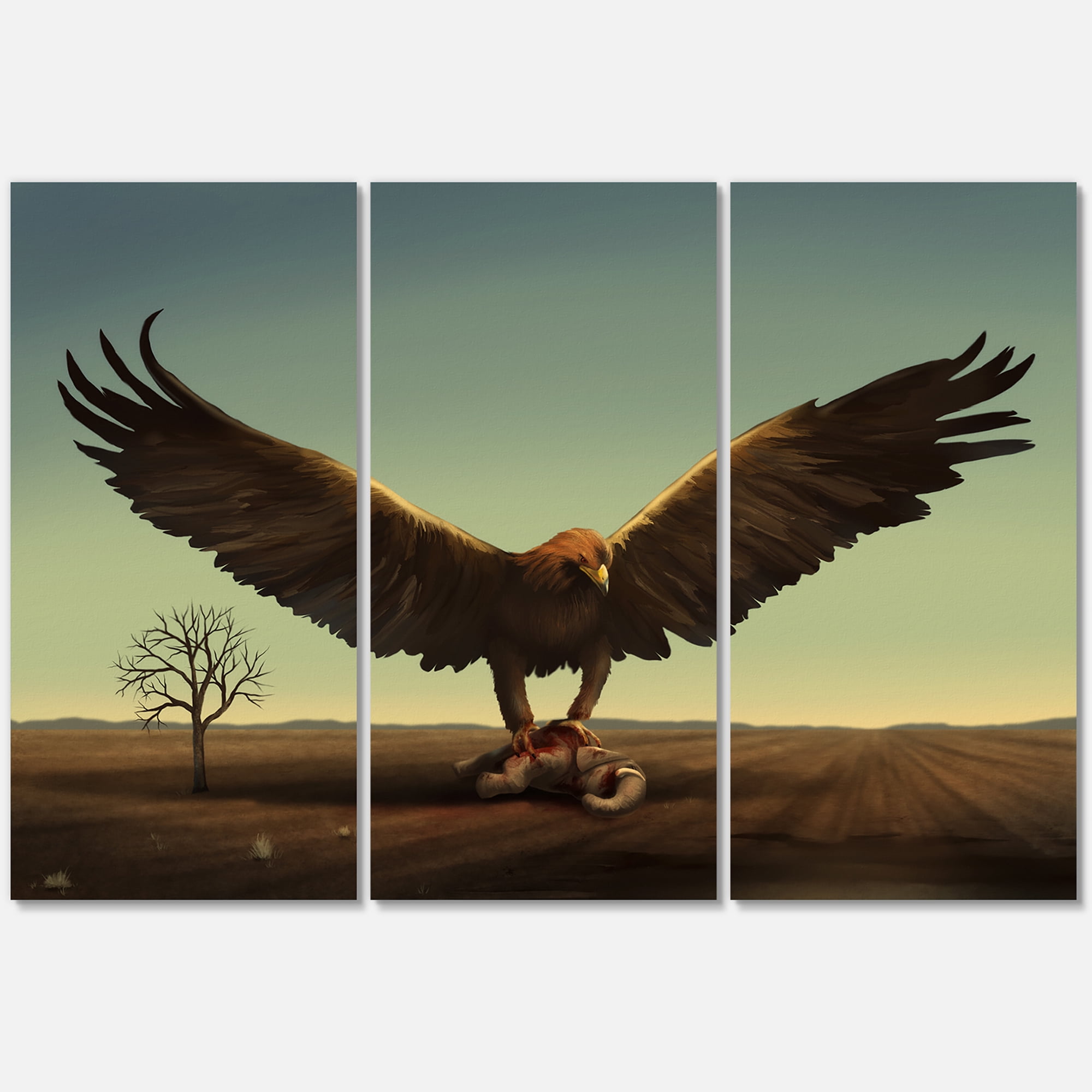 Designart ' Open Wings Roc Bird in Wild ' Farmhouse Canvas Wall Art Print