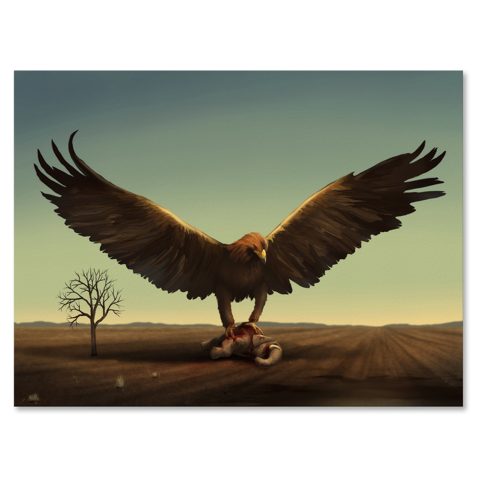 Designart ' Open Wings Roc Bird in Wild ' Farmhouse Canvas Wall Art Print