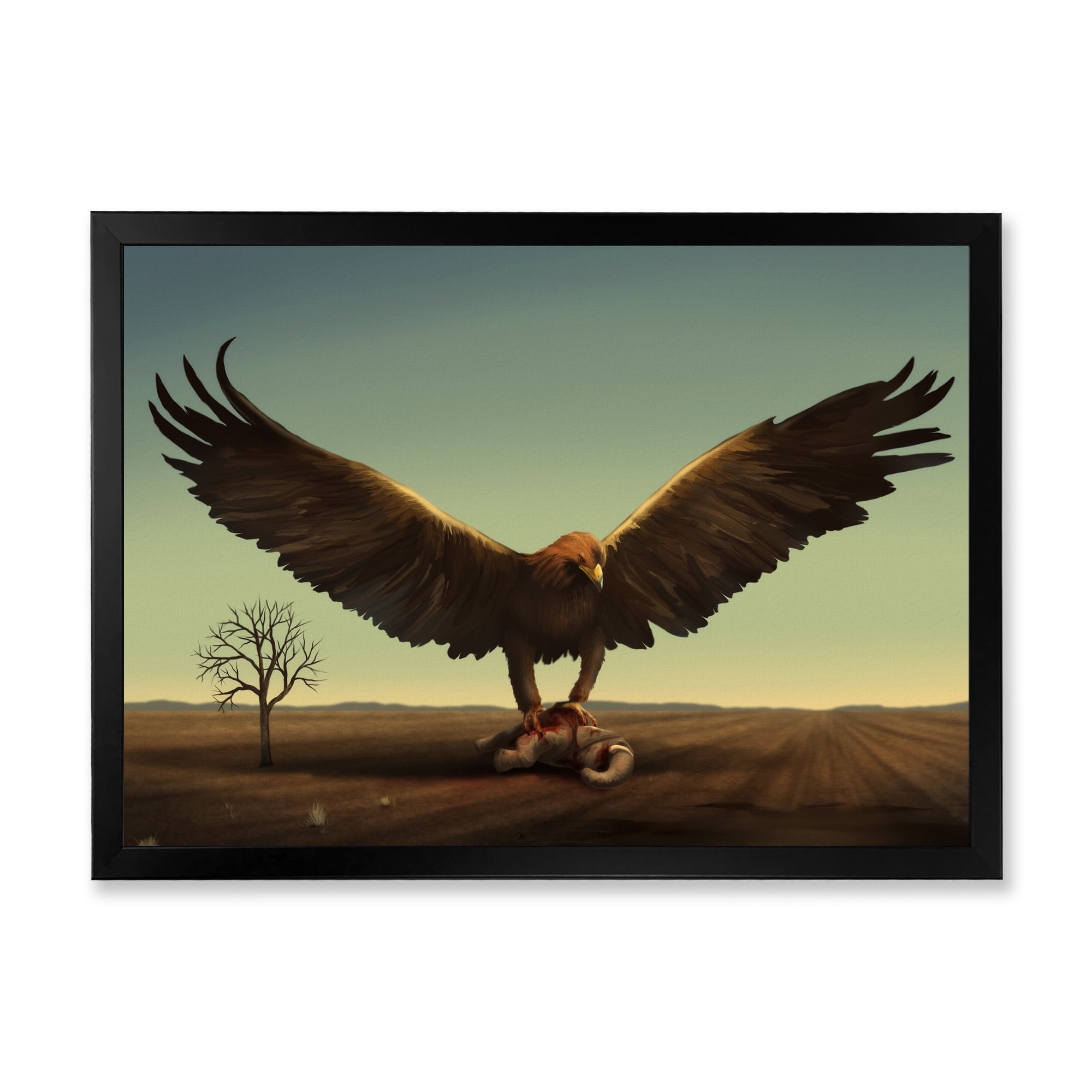 Designart 'Open Wings Roc Bird in Wild' Farmhouse Framed Art Print