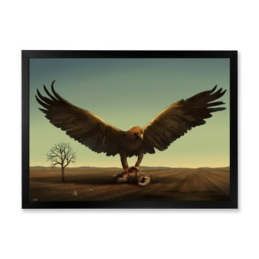 Designart 'Open Wings Roc Bird in Wild' Farmhouse Framed Art Print
