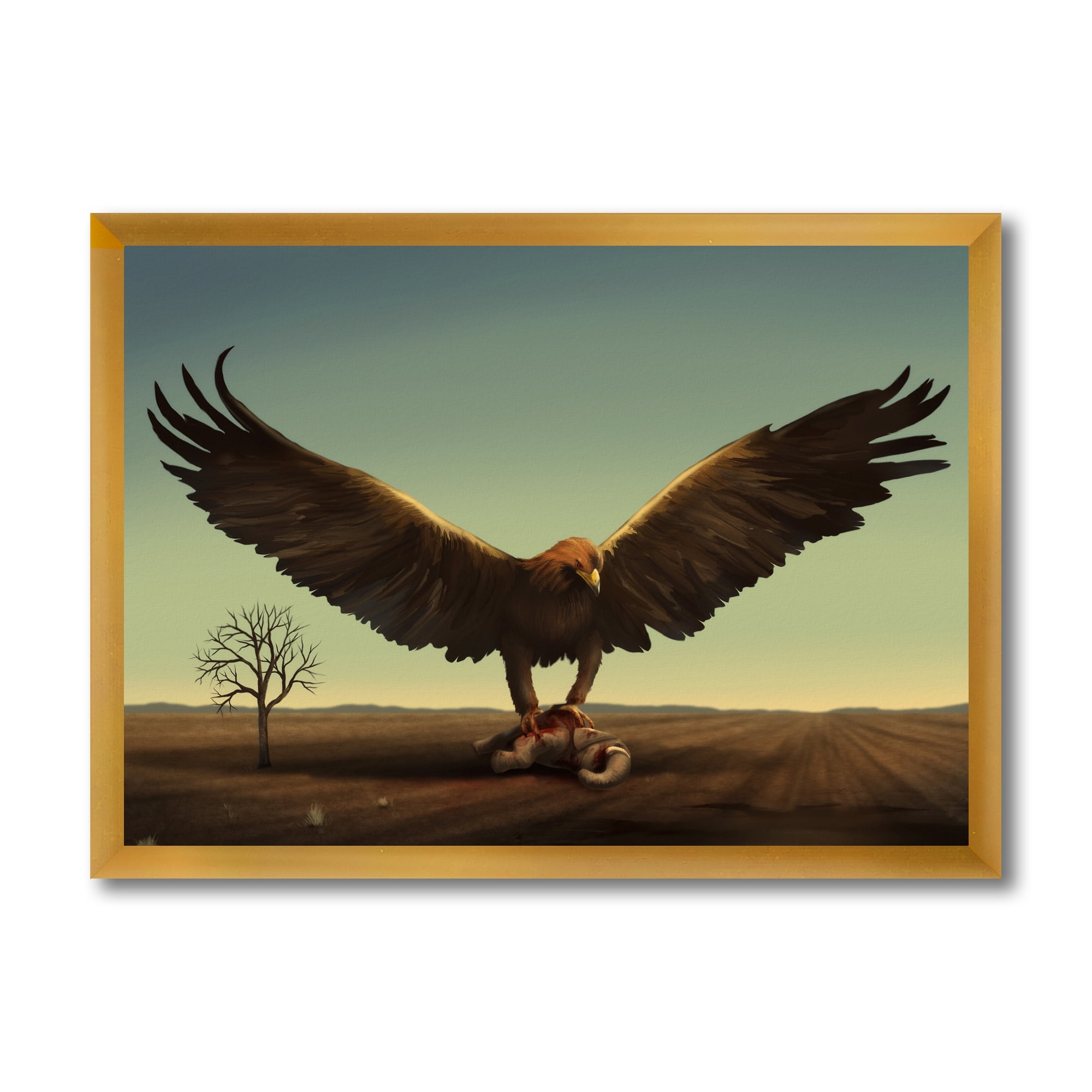 Designart 'Open Wings Roc Bird in Wild' Farmhouse Framed Art Print