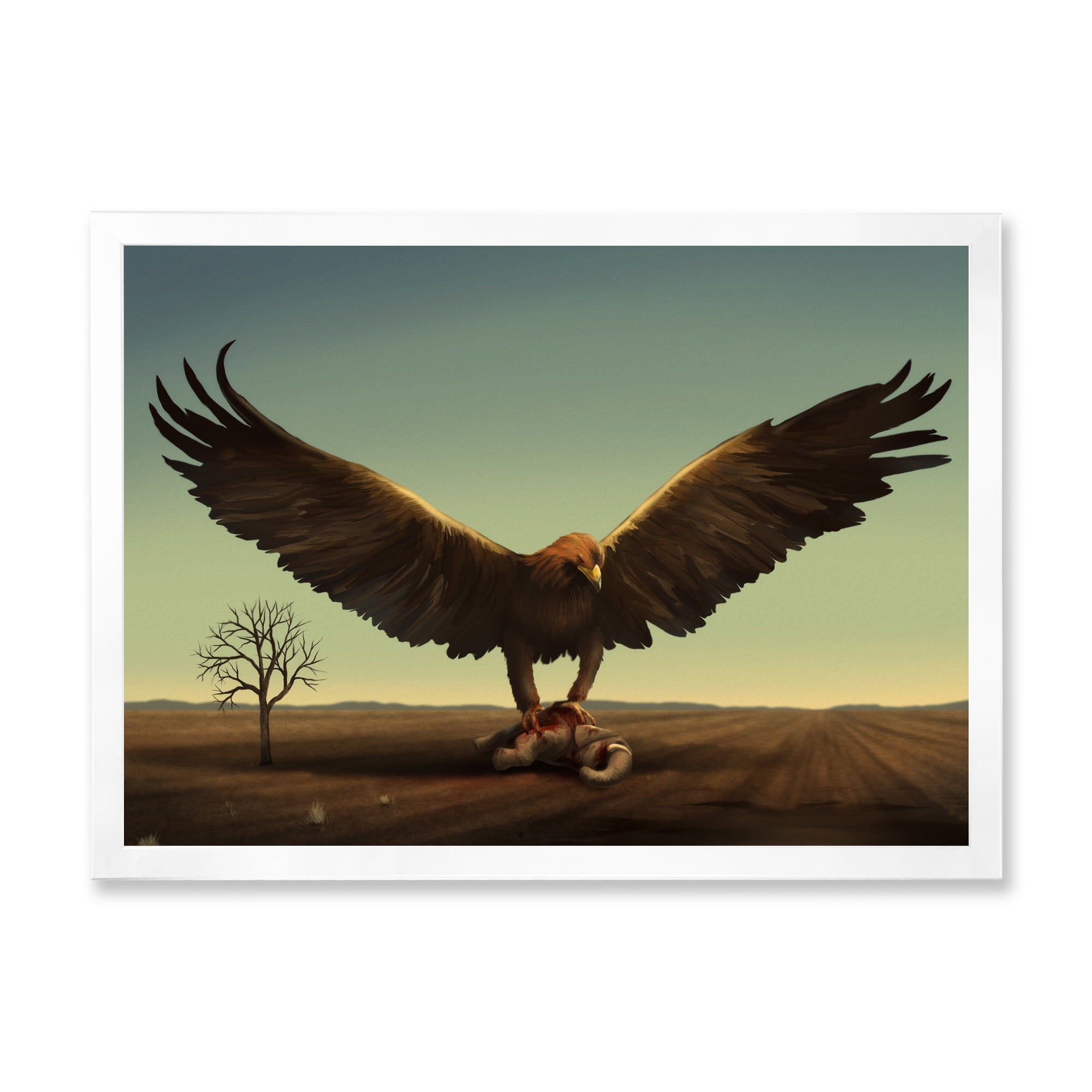 Designart 'Open Wings Roc Bird in Wild' Farmhouse Framed Art Print