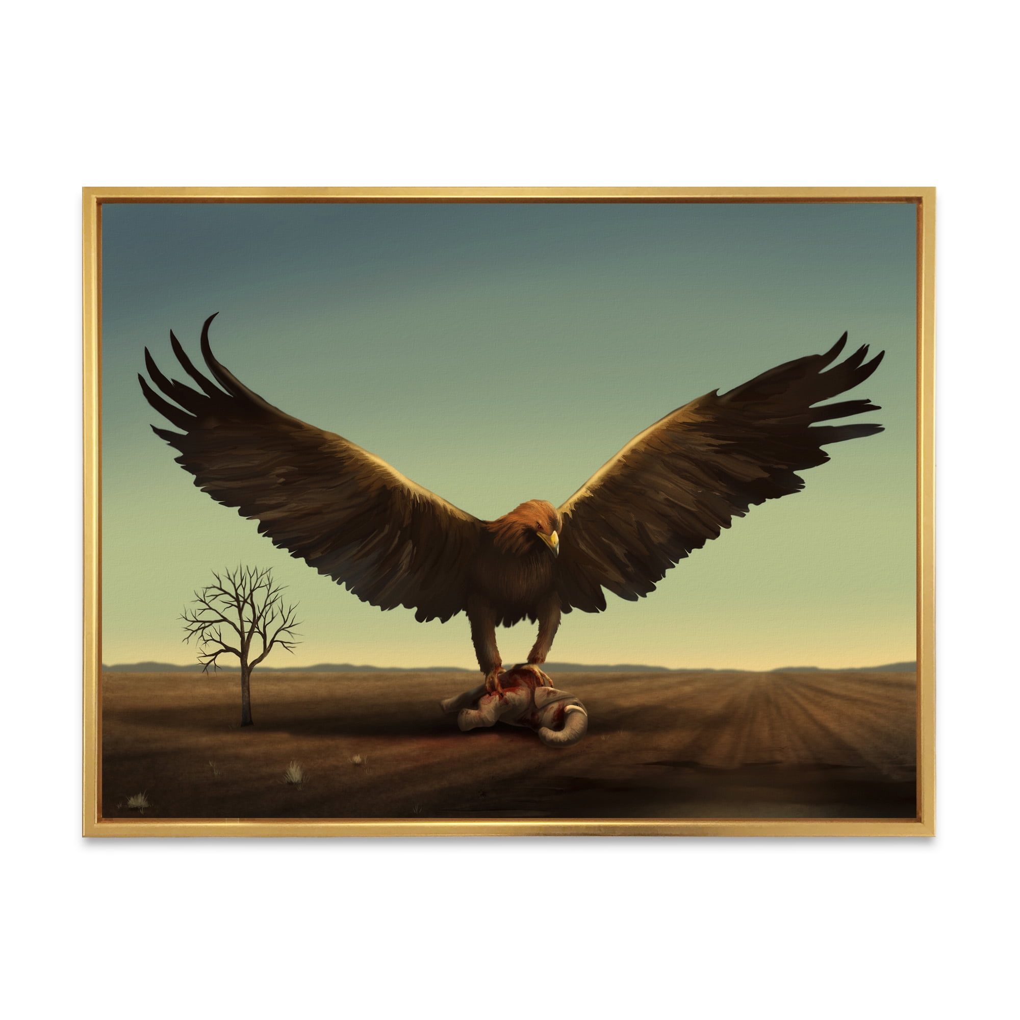 Designart 'Open Wings Roc Bird in Wild' Farmhouse Framed Canvas Wall Art Print