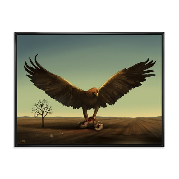 Designart 'Open Wings Roc Bird in Wild' Farmhouse Framed Canvas Wall Art Print