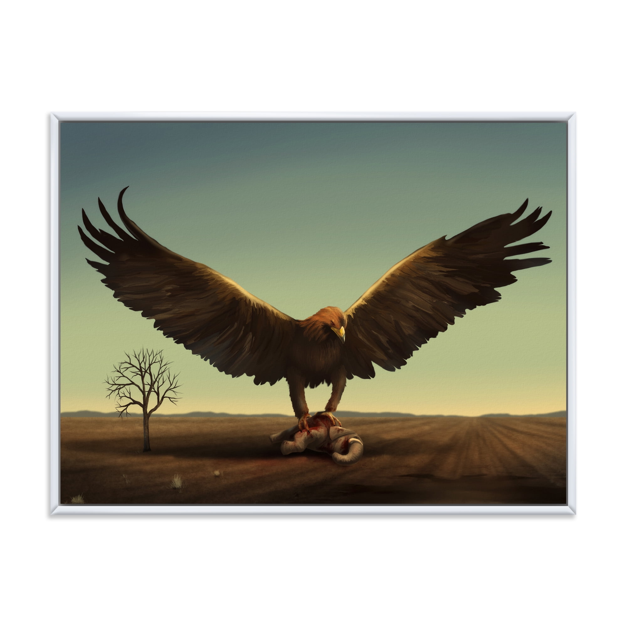 Designart 'Open Wings Roc Bird in Wild' Farmhouse Framed Canvas Wall Art Print