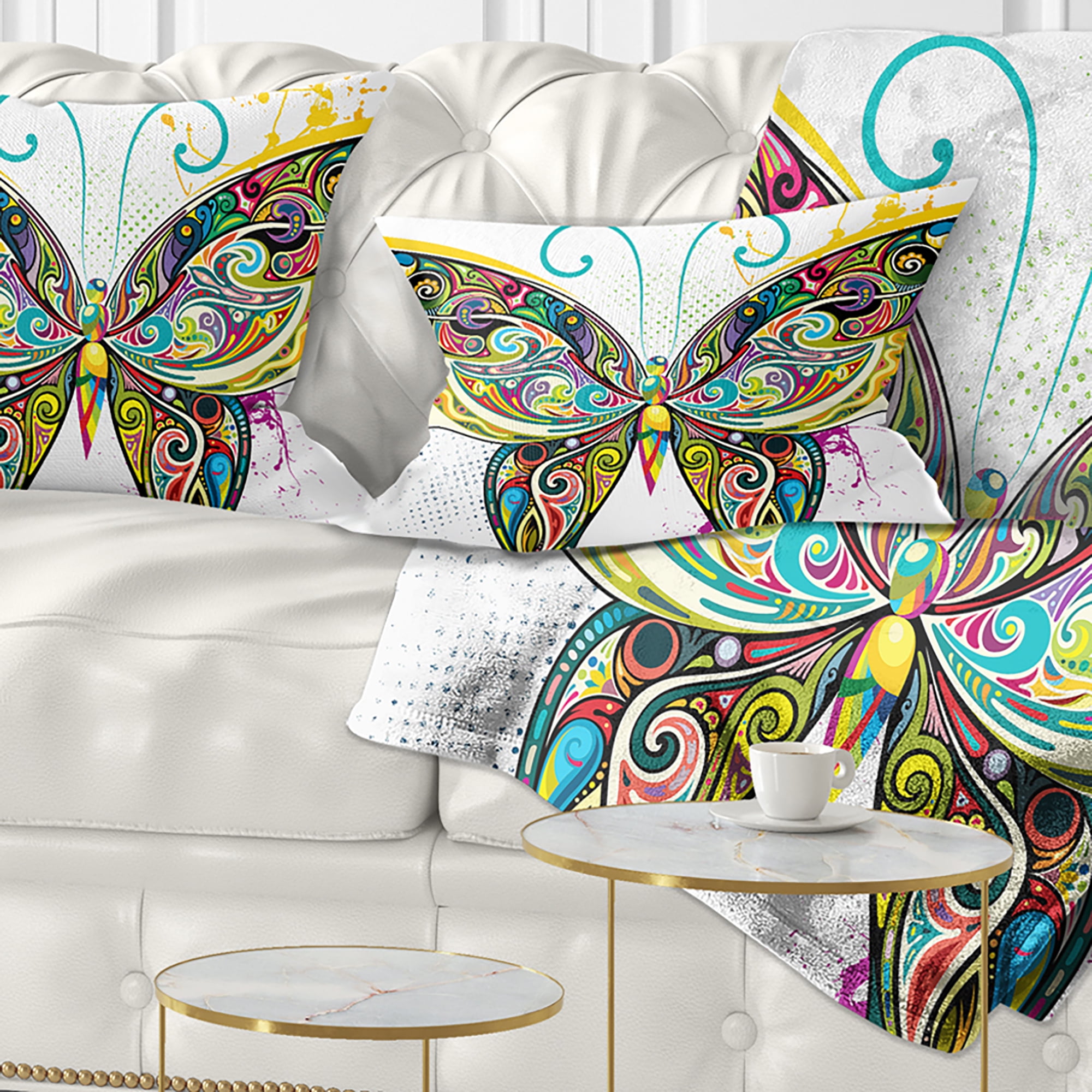 Designart Openwork Butterfly - Abstract Throw Pillow - 12x20