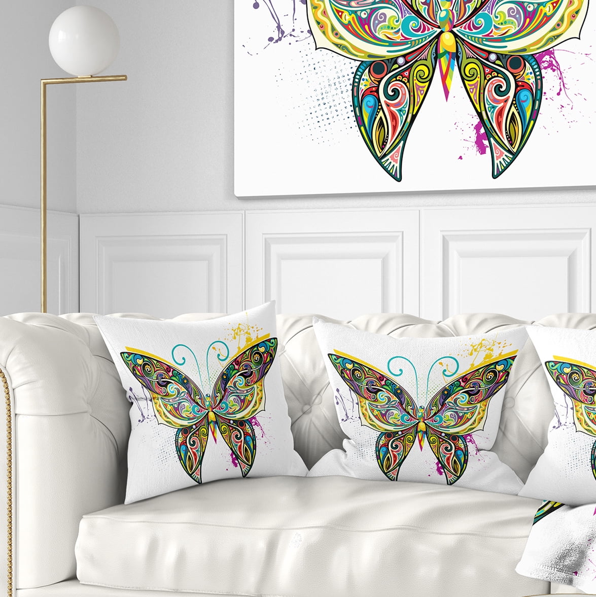 Designart Openwork Butterfly - Abstract Throw Pillow - 16x16