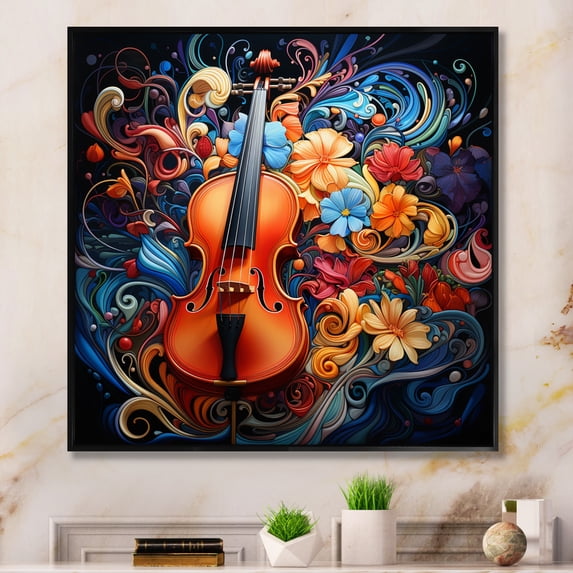 Designart "Opt Art Chromatic Euphony" Music Floater Framed Canvas Print