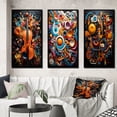 thumbnail image 1 of Designart "Opt Art Vibrant Euphony" Abstract Framed Wall Art Set Of 3 - Multi-Color Op Art Frame Canvas Set For Living Room Decor, 1 of 7