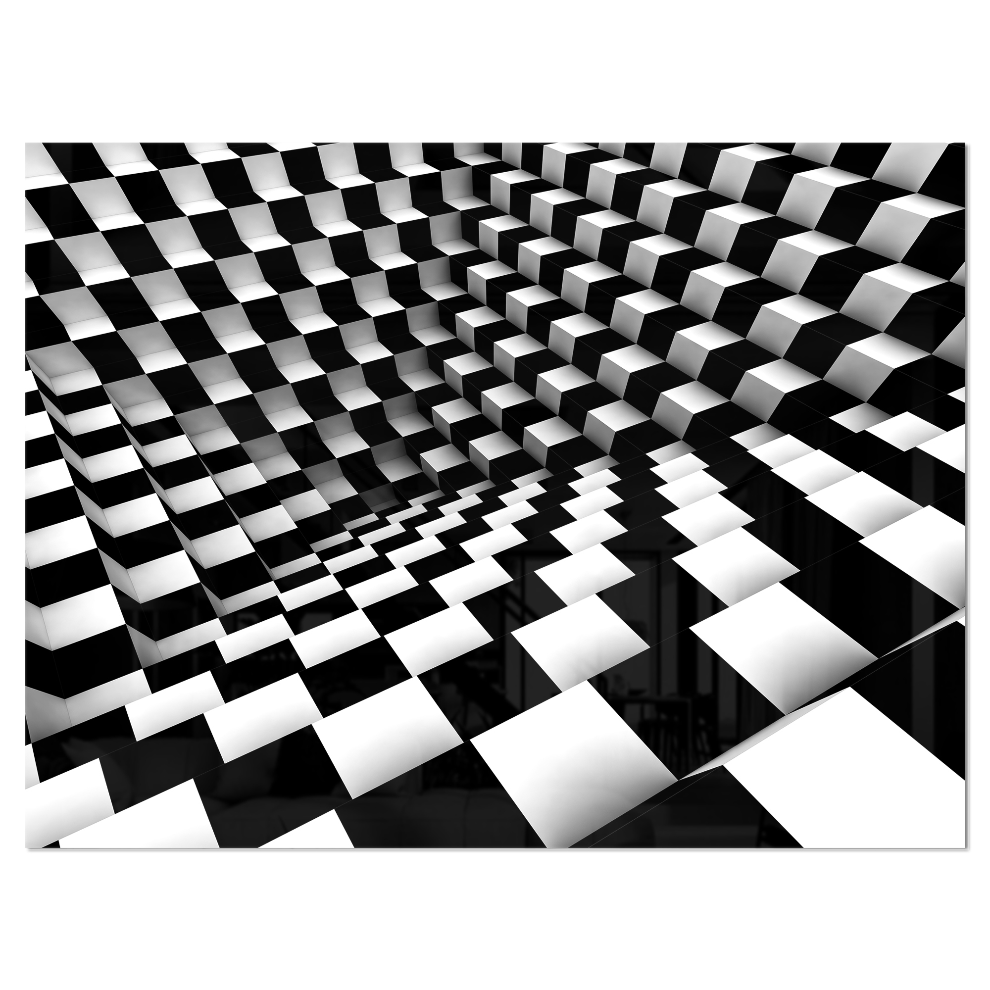 Designart 'Optical Black and White Pattern ' Abstract Metal Wall Art