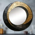 thumbnail image 1 of Designart "Opulent Black & Gold Pottery Spirals" Abstract Spirals Rund Mirror For Wall Decor - Large Gold Round Printed Mirror -Modern Round Living Room Mirror - 23" x 23", 1 of 6