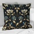 thumbnail image 1 of Designart "Opulent Blue And Golden Floral Design I" Marble Printed Throw Pillow, 1 of 5