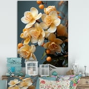Designart "Opulent Gold" Orchids Canvas Art Print