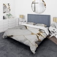 thumbnail image 1 of Designart "Opulent White and Gold Geode Marble I" Abstract Marble Bedding Covert Set - Modern White Abstract Bed Set With 2 Shams, 1 of 6