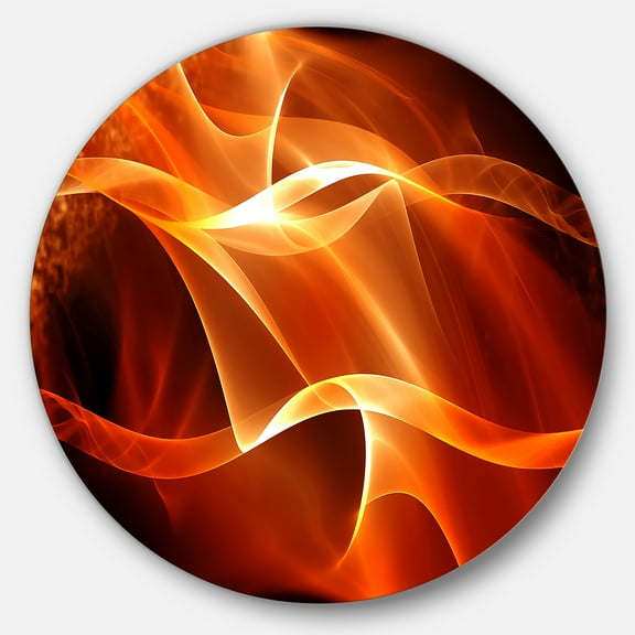 Designart 'Orange 3d Abstract Fractal Waves'Contemporary Abstract Wall Art
