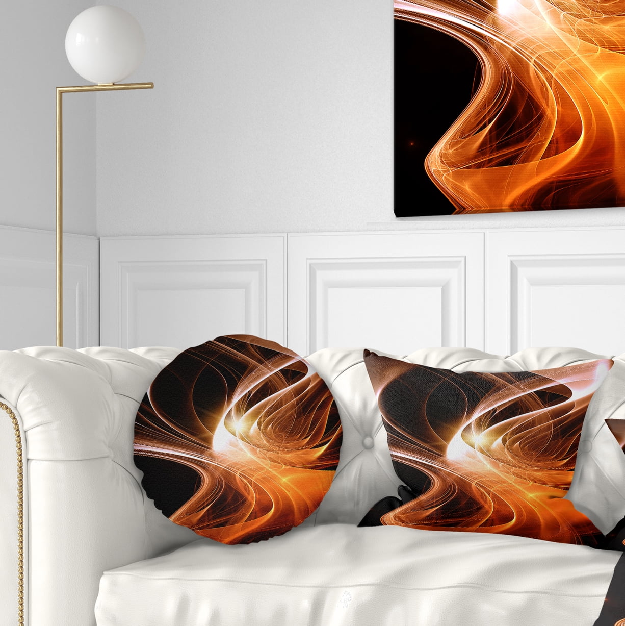 Designart Orange 3d Shaped Fractal Design - Contemporary Abstract Throw Pillow - 12x20