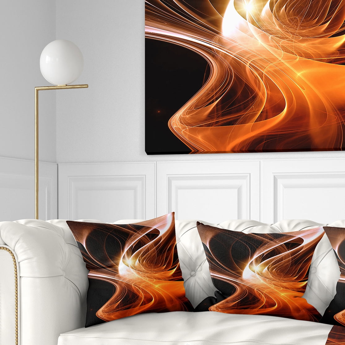 Designart Orange 3d Shaped Fractal Design - Contemporary Abstract Throw Pillow - 18x18
