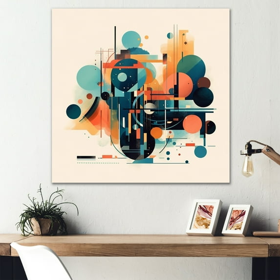 Designart "Orange And Blue Contemplative Space III" Minimalism Wall Decor