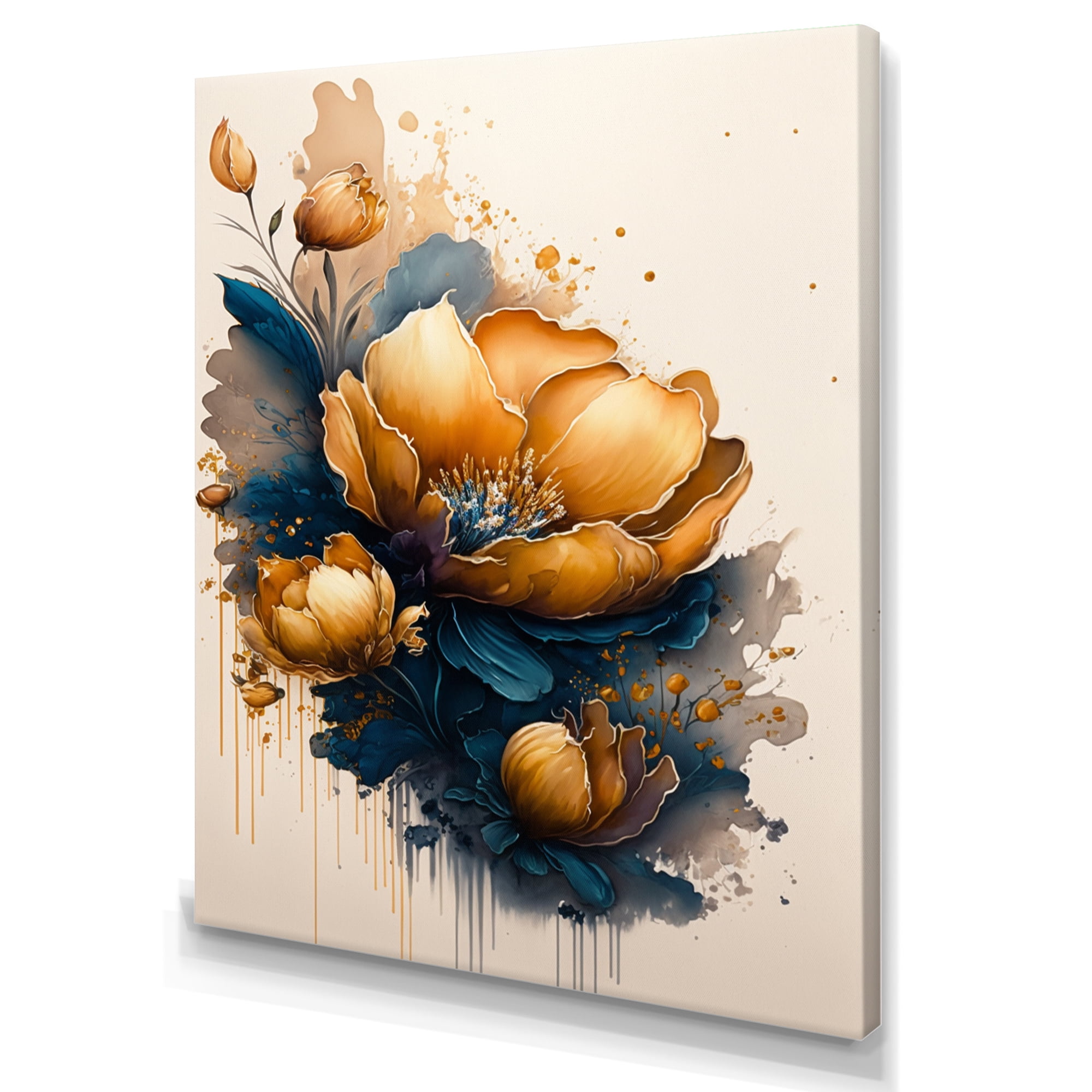 Designart Orange And Blue Crocus Flowers I Canvas Wall Art