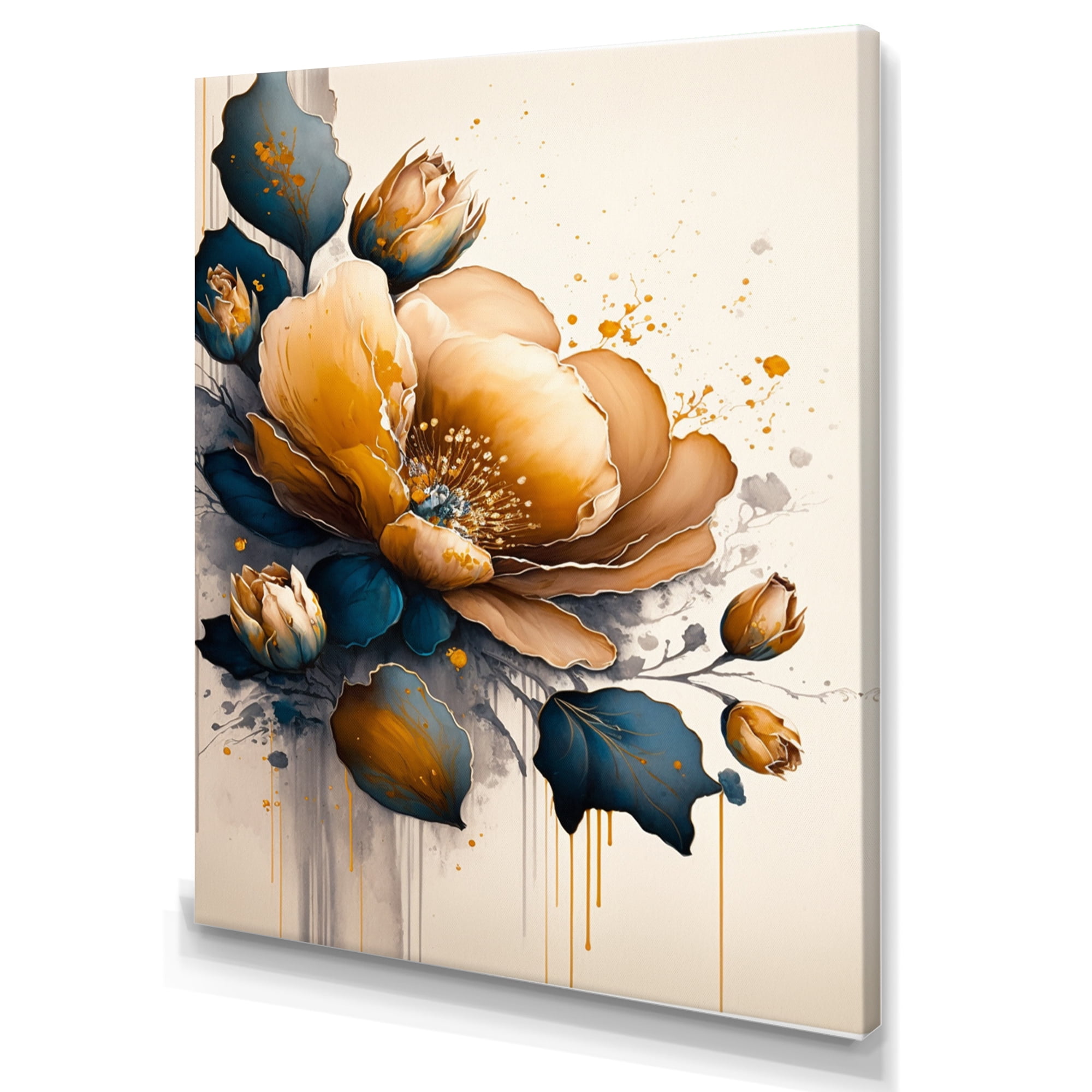 Designart Orange And Blue Crocus Flowers II Canvas Wall Art