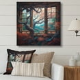 thumbnail image 1 of Designart "Orange And Brown Branches In Window IV" Farm Door and Windows Wall Art For Kitchen, 1 of 5