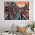 thumbnail image 1 of Designart "Orange And Green Cityscape Unveiled" City Art Deco Wall Art Print, 1 of 5