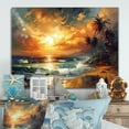 thumbnail image 1 of Designart "Orange And Green Shimmering Shores I" Beach Canvas Print, 1 of 5
