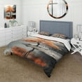 thumbnail image 1 of Designart "Orange And Grey Forest Autumn gracefulness II" Floral Bedding Covert Set - Forest Orange Landscapes Bed Set With 2 Shams, 1 of 6