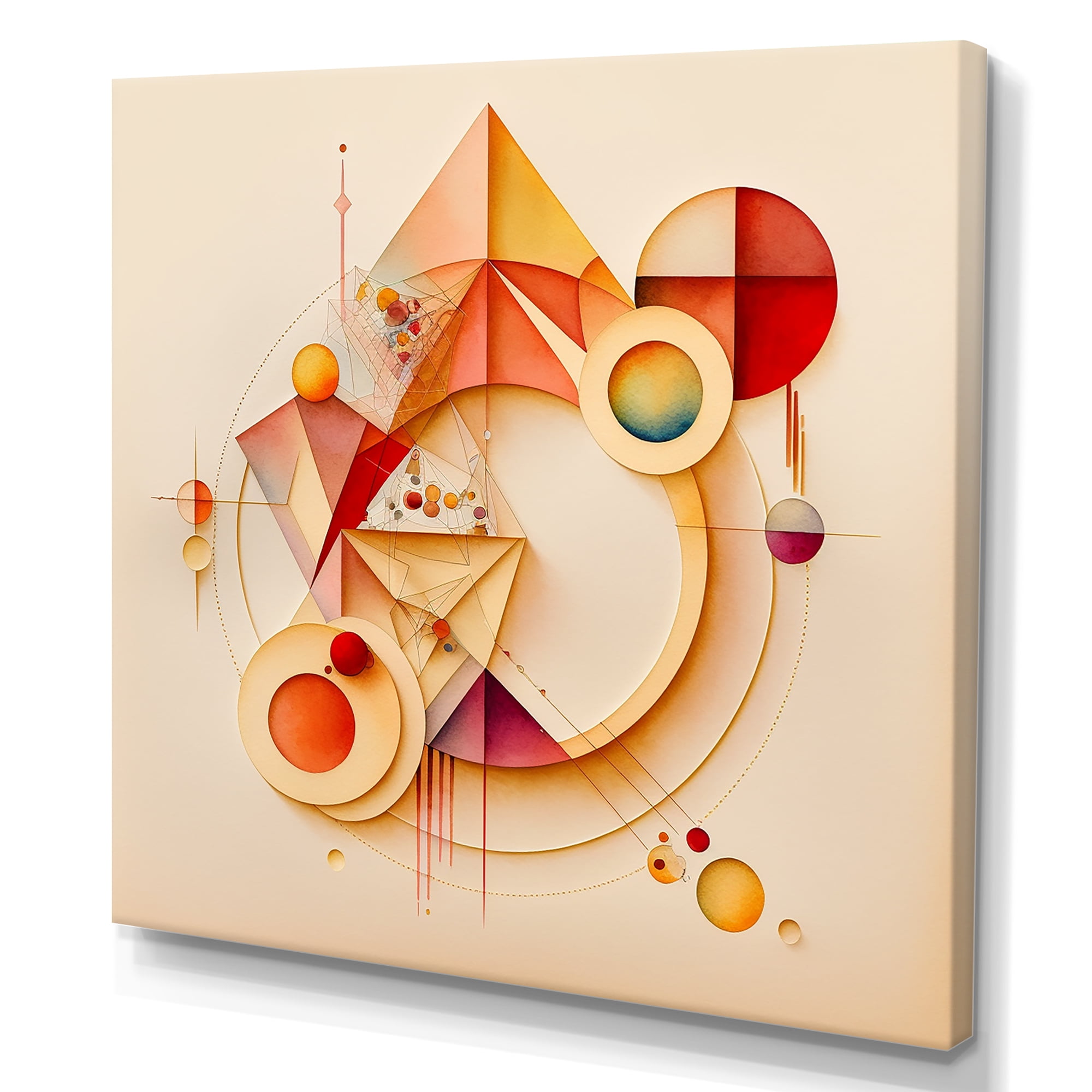 Designart Orange And Yellow Geometric Abstract II Canvas Wall Art