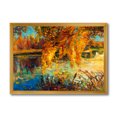 thumbnail image 1 of Designart 'Orange Autumn Forest Reflects On River' Lake House Framed Art Print, 1 of 4