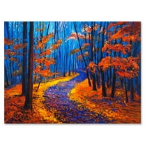 Designart ' Orange Autumn Landscape With Little Road I ' Traditional Canvas Wall Art Print