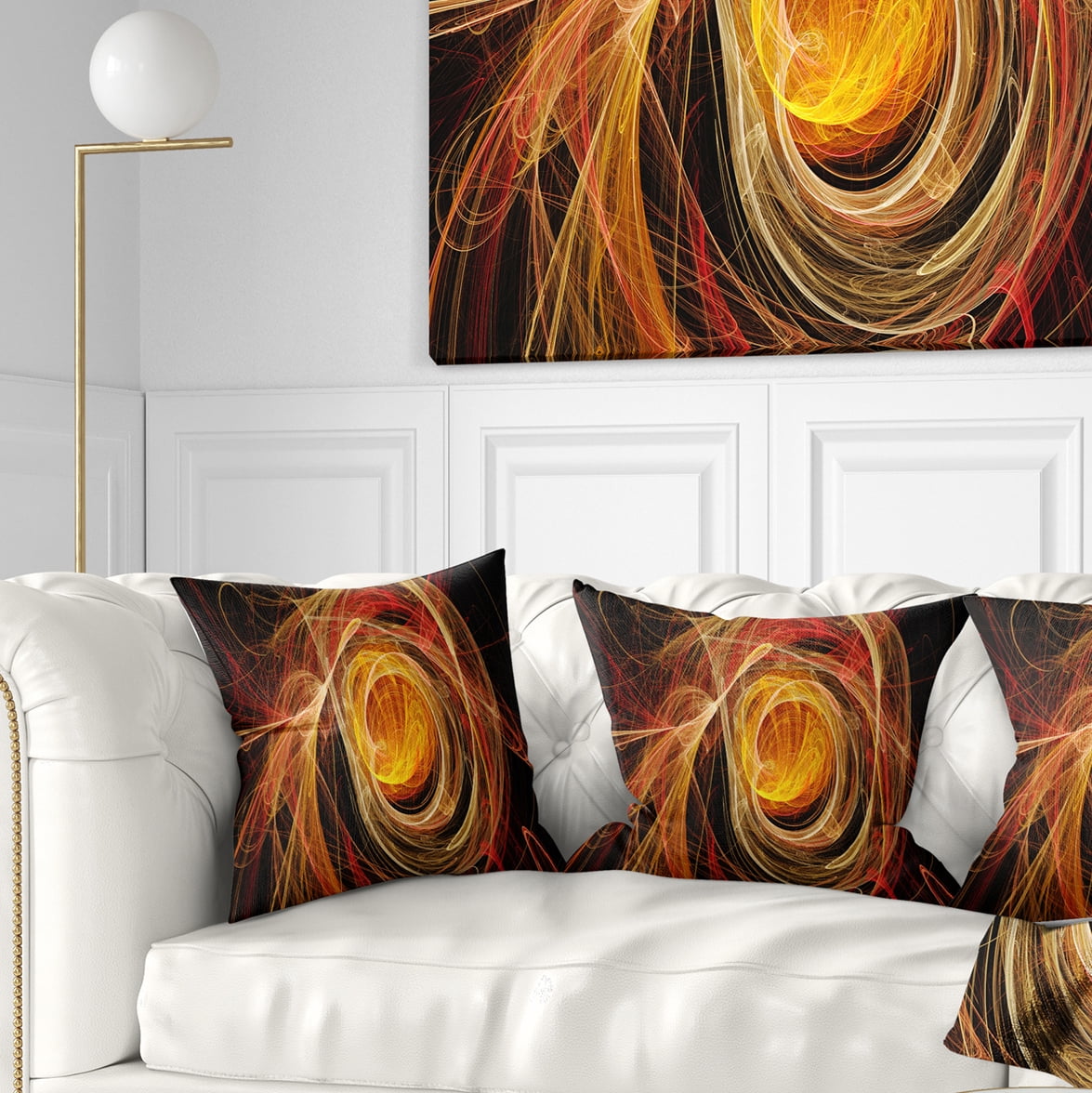 Designart Orange Ball of Yarn - Abstract Throw Pillow - 16x16