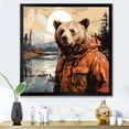 thumbnail image 1 of Designart "Orange Bear as a Countryside Detective" Animals Framed Wall Art Decor - Modern Orange Bear Entryway Framed Wall Art, 1 of 6