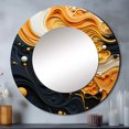 thumbnail image 1 of Designart "Orange Black Minimalism Flowing euphony" Abstract Collages Round Mirror Wall Décor Modern - Large Orange Round Mirror - Round Mirror 29" x 29" Inch, 1 of 5